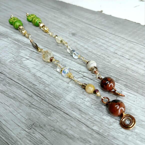 Dowsing Pendulum, Divination Tools, Clay Obsidian Agate Hematite, 1 PC - Picture 8 of 10